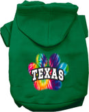 Pet Dog & Cat Screen Printed Hoodie for Small to Medium Pets (Sizes XS-XL), "Texas Bright Tie Dye"