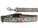 Pet Dog & Cat Nylon Collar or Leash, "Turquoise Paisley"