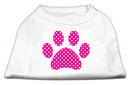 Pet Dog & Cat Shirt Screen Printed, "Pink Swiss Dot Paw"