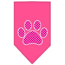 Pet and Dog Bandana Screen Printed, "Pink Swiss Dot Paw"