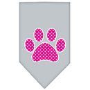 Pet and Dog Bandana Screen Printed, "Pink Swiss Dot Paw"