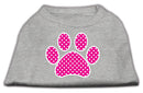 Pet Dog & Cat Shirt Screen Printed, "Pink Swiss Dot Paw"