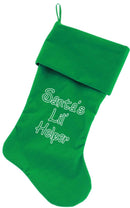 Velvet Christmas Stocking Screen Printed, "Santa's Lil Helper"