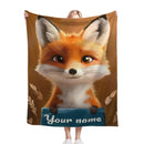 Personalized Fox Blanket: Enchanted Forest Flannel Fleece Throw, Kids Name Gift