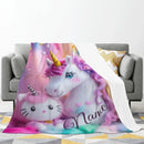 Personalized Hello Kitty Unicorn Blanket: Flannel Fleece Throw, Super Soft Name Gift