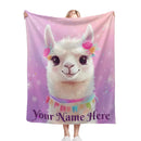 Personalized Llama Fleece Blanket: Alpaca Custom Name Throw