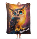Personalized Cosmic Owl Blanket - Mystical Spirit Animal Throw, Custom Name Gift