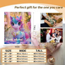 Personalized Unicorn Blanket | Custom Name | Baby Unicorn Rainbow Mane Floral Garden Sparkle 3D Flannel Fleece Throw Gift