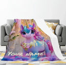 Personalized Unicorn Blanket: Soft Flannel Fleece Throw, Magical Name Gift