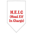 Christmas Pet and Dog Bandana Screen Printed, "Head Elf In Charge"