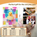 Personalized Baby Duck Blanket | Custom Name | Fluffy Yellow Duckling Watercolor Patchwork Fleece Throw Gift