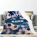 Personalized Football Blanket: Soft Microfiber Flannel Fleece Throw for Soccer Fans, Sport Name Gift