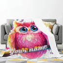 Personalized Pink Owl Bird Blanket: Flannel Fleece Throw, Super Soft Bedding Sofa Name Gift