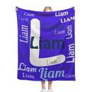 Add your Name & Letter - Personalized Vivid Blue Name Blanket β Custom Flannel Fleece Throw