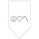 Christmas Pet and Dog Bandana Rhinestone, "Peace, Love & Candy Canes"