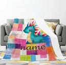 Personalized Dinosaur Blanket - Patchwork Maximalist Dragon Throw Custom Name Gift