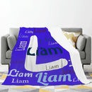 Add your Name & Letter - Personalized Vivid Blue Name Blanket β Custom Flannel Fleece Throw