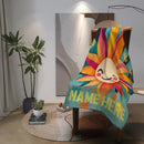 Personalized Sunny Sunshine Sunflower Blanket: Custom Name Gift, Flannel Fleece Throw