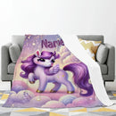 Personalized Purple Unicorn Blanket | Custom Name | Starry Cloud Flannel Fleece Throw Gift