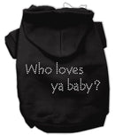 Pet, Dog & Cat Hoodie Rhinestone, "Who Loves Ya Baby?"