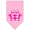 Pet and Dog Bandana Screen Printed, "Pink Argyle Paw"