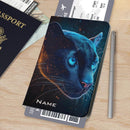 Personalized Panther Passport Holder | Custom Name | Celestial Black Panther Cosmic Sparks PU Leather Travel Cover Gift