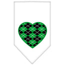 Pet and Dog Bandana Screen Printed, "Green Argyle Heart"