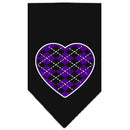 Pet and Dog Bandana Screen Printed, "Argyle Heart Purple"