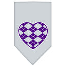 Pet and Dog Bandana Screen Printed, "Argyle Heart Purple"