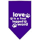 Pet and Dog Bandana Screen Printed, "Love Is A Four Legged Word"