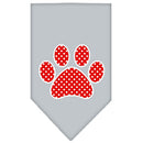 Pet and Dog Bandana Screen Printed, "Red Swiss Dot Paw"