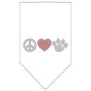 Pet and Dog Bandana Rhinestone, "Peace Love Paw"