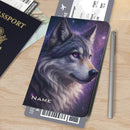 Personalized Galaxy Wolf Passport Holder: Cosmic Purple Travel Cover