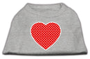 Pet Dog & Cat Shirt Screen Printed, "Swiss Dots Red Heart"