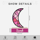 Personalized Pink Stained Glass Crescent Moon Night Light - Wooden Base