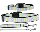 Pet Dog & Cat Nylon Collar or Leash, "Spring Chevron"