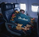 Personalized Teddy Bear Plush Blanket: Soft Flannel Fleece, Autumn Leaves, Custom Name Gift