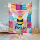 Personalized Bee Blanket: Patchwork Nursery Fleece Throw