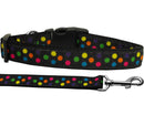 Pet Dog & Cat Nylon Collar or Leash, "Black Multi Dot"