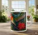 Personalized Stained Glass Hummingbird Coffee Mug: Bohemian Ceramic Tea Cup - Gift with Name