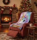 Personalized Unicorn Blanket: Rainbow Pink White Bedroom - Soft Flannel Fleece Throw, Name Gift