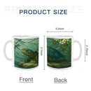 Stained Glass Sea Turtle Mug | Tiffany Style Art | Turtle and Dragonfly Teal Green Water Scene 11oz Ceramic Coffee Tea Cup Gift