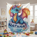 Personalized Dragon Blanket: Soft Flannel Fleece Dino Throw, Super Soft Name Gift