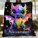 Personalized Glowing Rainbow Dragon Blanket: Soft Flannel Fleece Throw