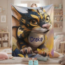 Personalized Dragon Blanket: Mythical Creature Dino Flannel Fleece Throw