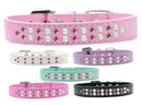 Dog, Puppy & Pet Fashion  Collar, "Two Row Pearl And Pink Crystal Rimsets"