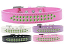 Dog, Puppy & Pet Fashion  Collar, "Two Row Lime Green Crystal Rimsets"