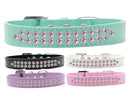 Dog, Puppy & Pet Fashion Collar, "Two Row Light Pink Crystal Rimsets"