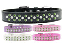 Dog, Puppy & Pet Fashion Collar, "Pearl and Lime Green Crystal Rimsets Sprinkles"