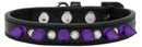 Pet and Dog Spike Collar, "Clear Crystals & Purple Spikes”